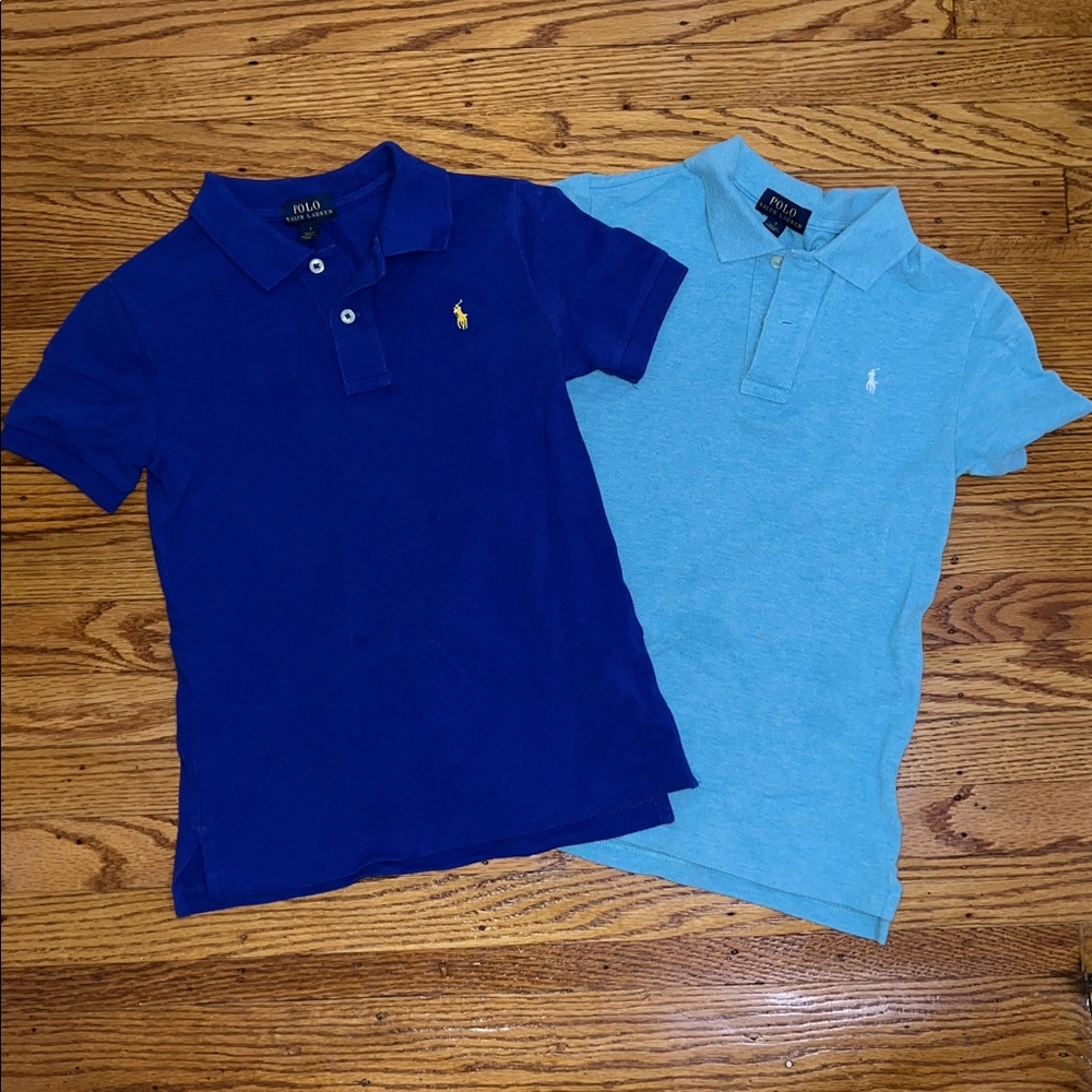 Size: 7 // Ralph Lauren Navy and Sky Blue Polo Shirts Bundle of 2